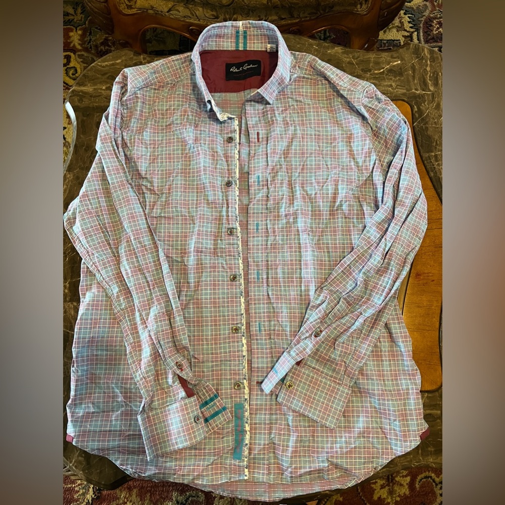 Robert graham Men Multicolored Plaid Long Sleeves Shirt Size XL
